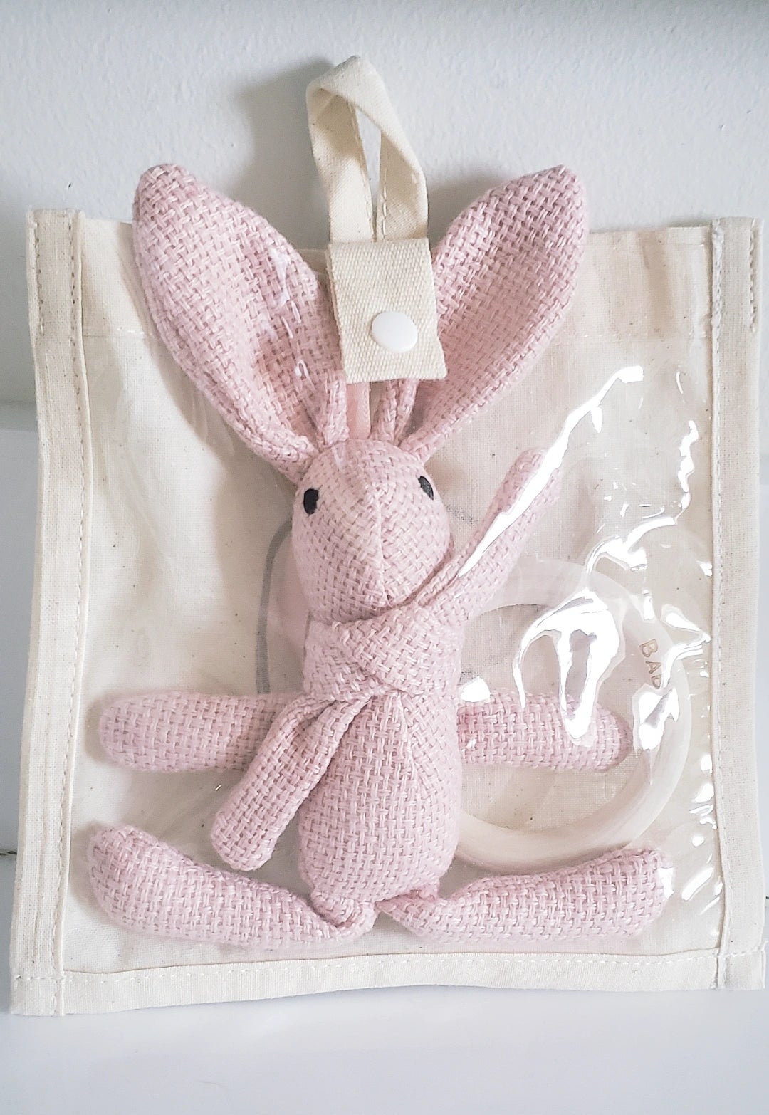 Wooden Teether ring with adorable Bunny gift set