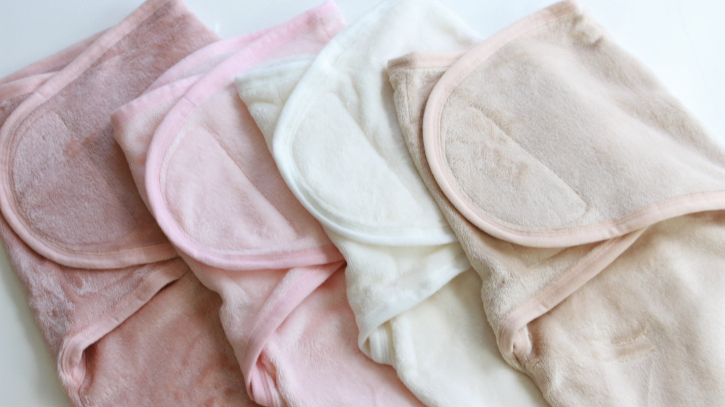 Fuzzy Swaddle wrap blanket with fuzzy pacifier holder set