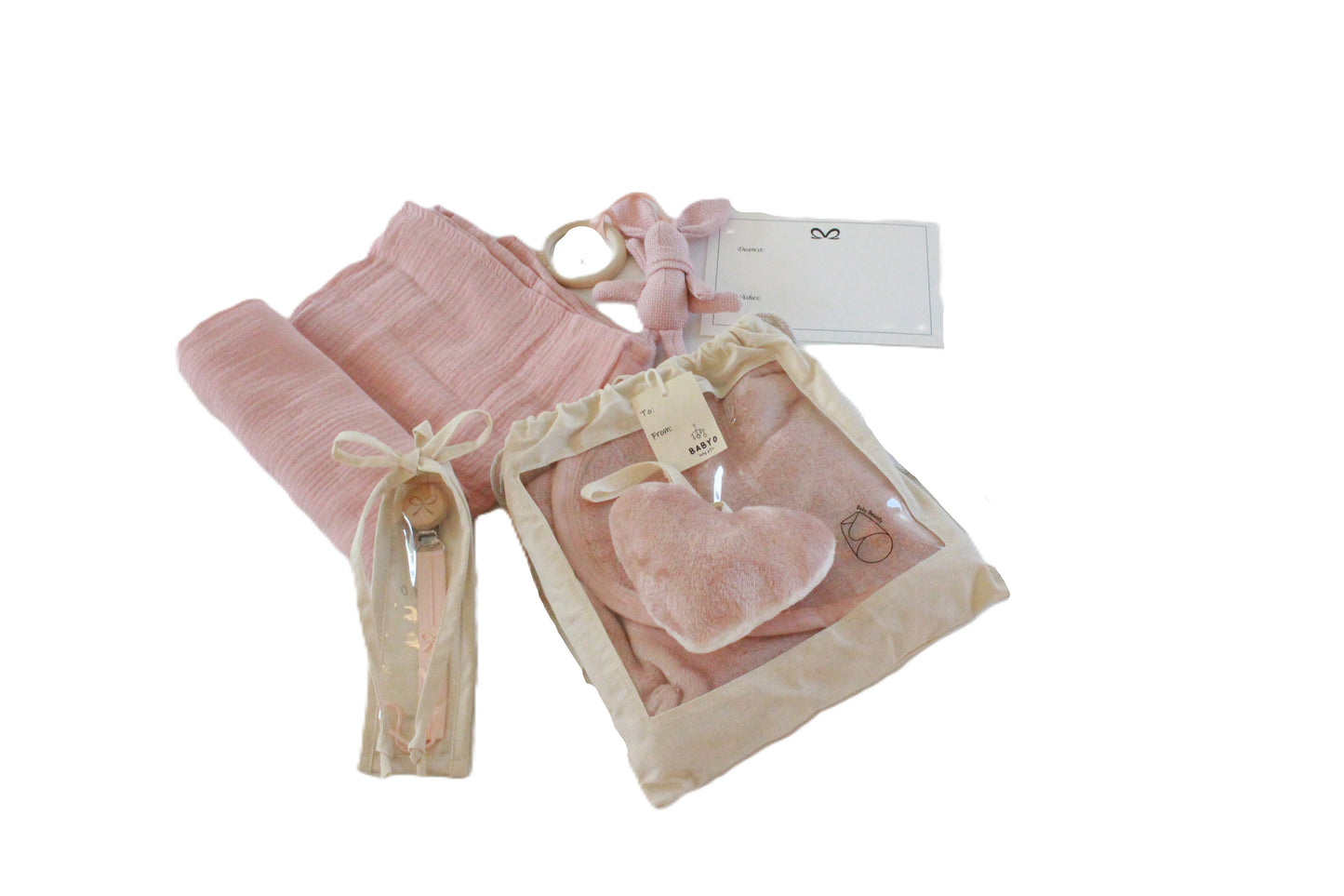 Baby Girl Deluxe Gift Box muslin Swaddle Blanket, Bunny Teether, Pacifier Clip,plushie