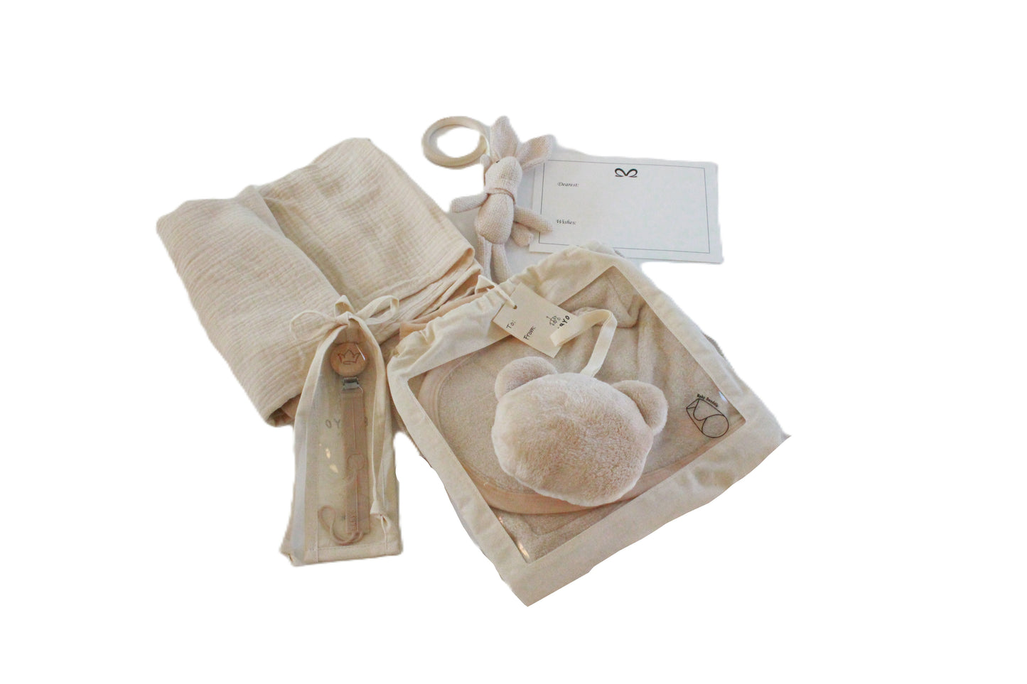Baby Boy Deluxe Gift Box muslin Swaddle Blanket, Bunny Teether, Pacifier Clip,plushie