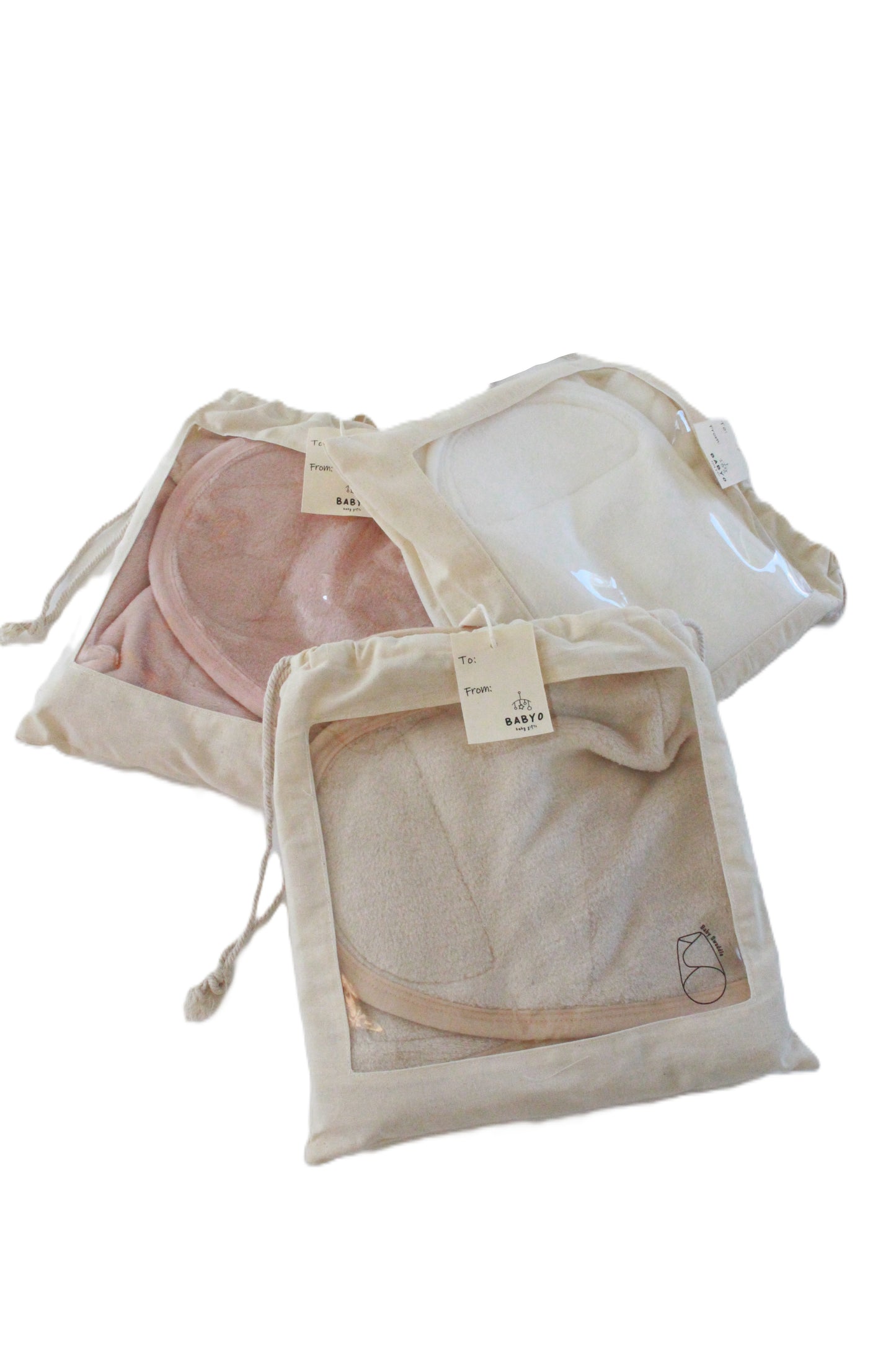 Fuzzy Swaddle wrap blanket with fuzzy pacifier holder set