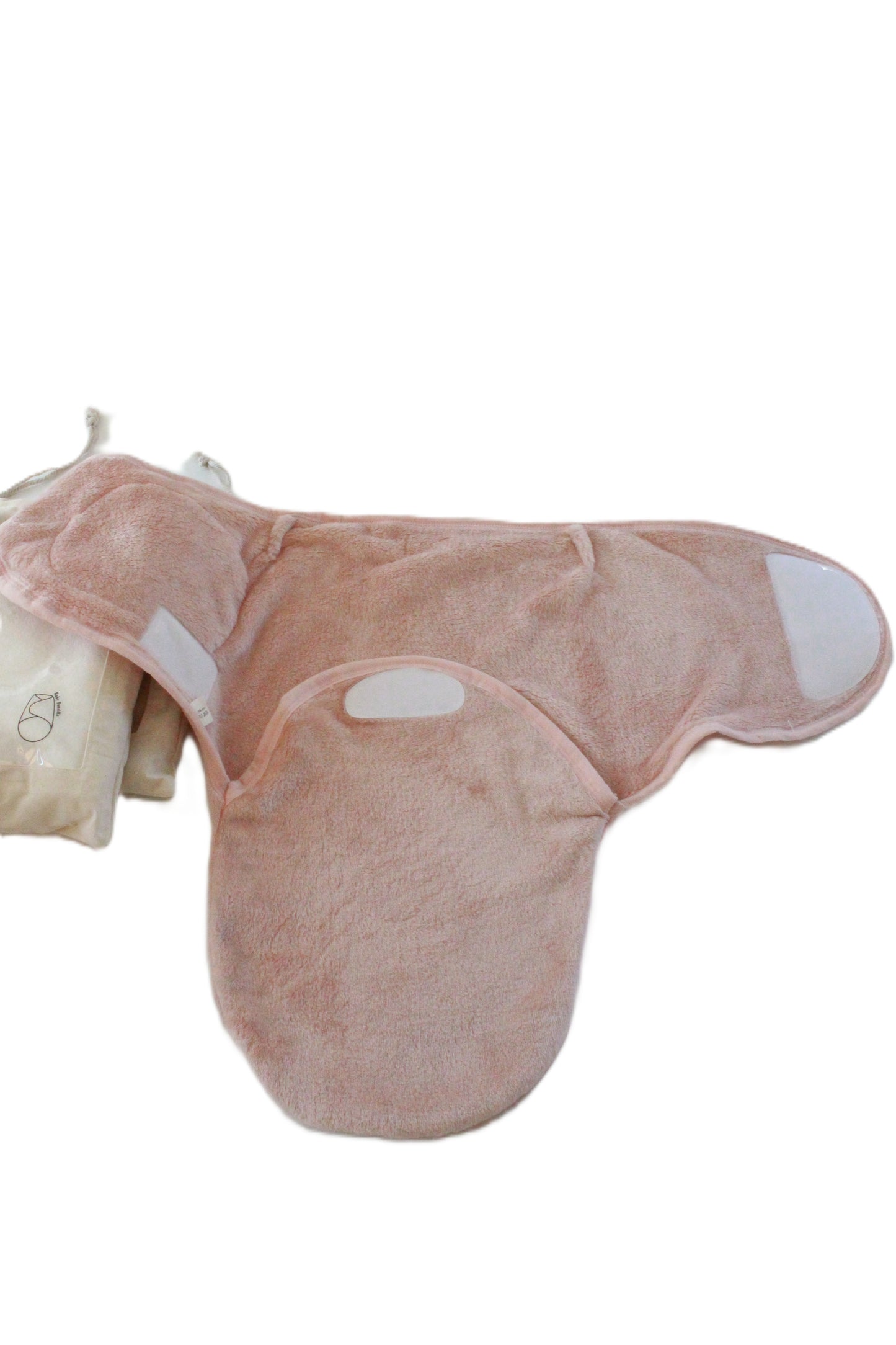Fuzzy Swaddle wrap blanket with fuzzy pacifier holder set
