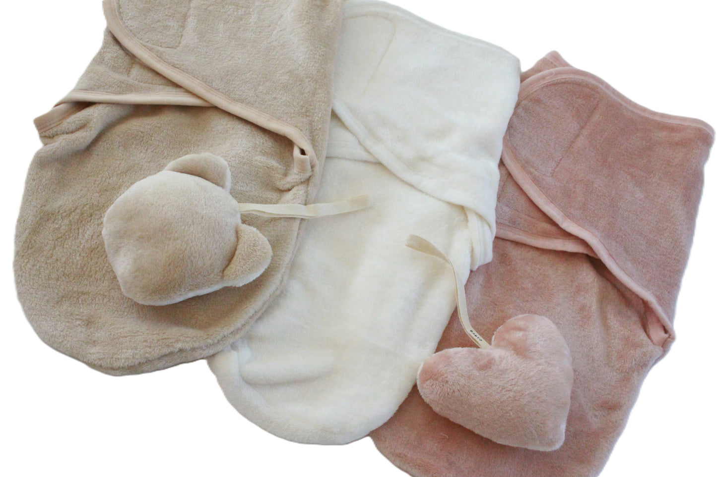 Fuzzy Swaddle wrap blanket with fuzzy pacifier holder set