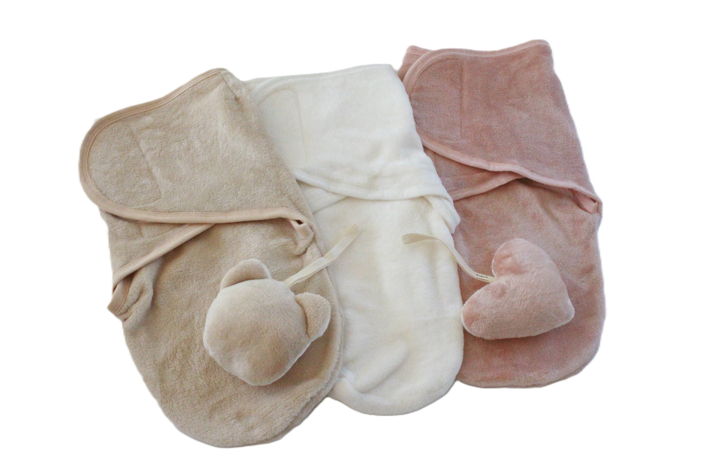 Fuzzy Swaddle wrap blanket with fuzzy pacifier holder set