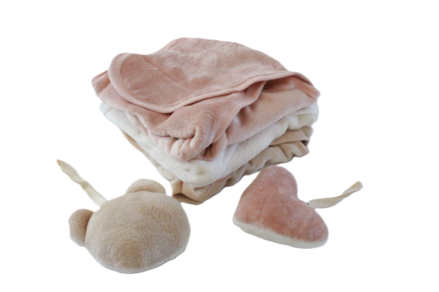 Fuzzy Swaddle wrap blanket with fuzzy pacifier holder set