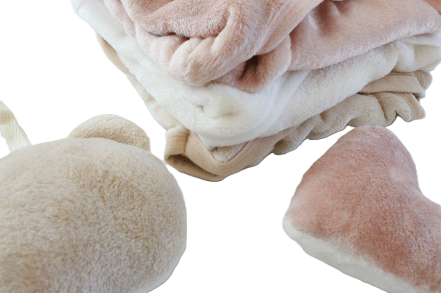 Fuzzy Swaddle wrap blanket with fuzzy pacifier holder set