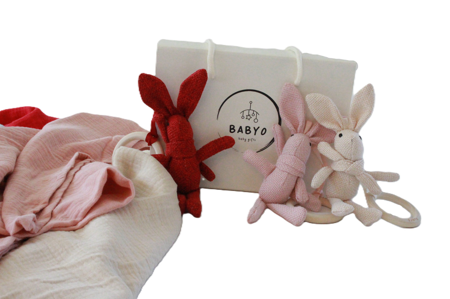 Wooden Teether ring with adorable Bunny gift set