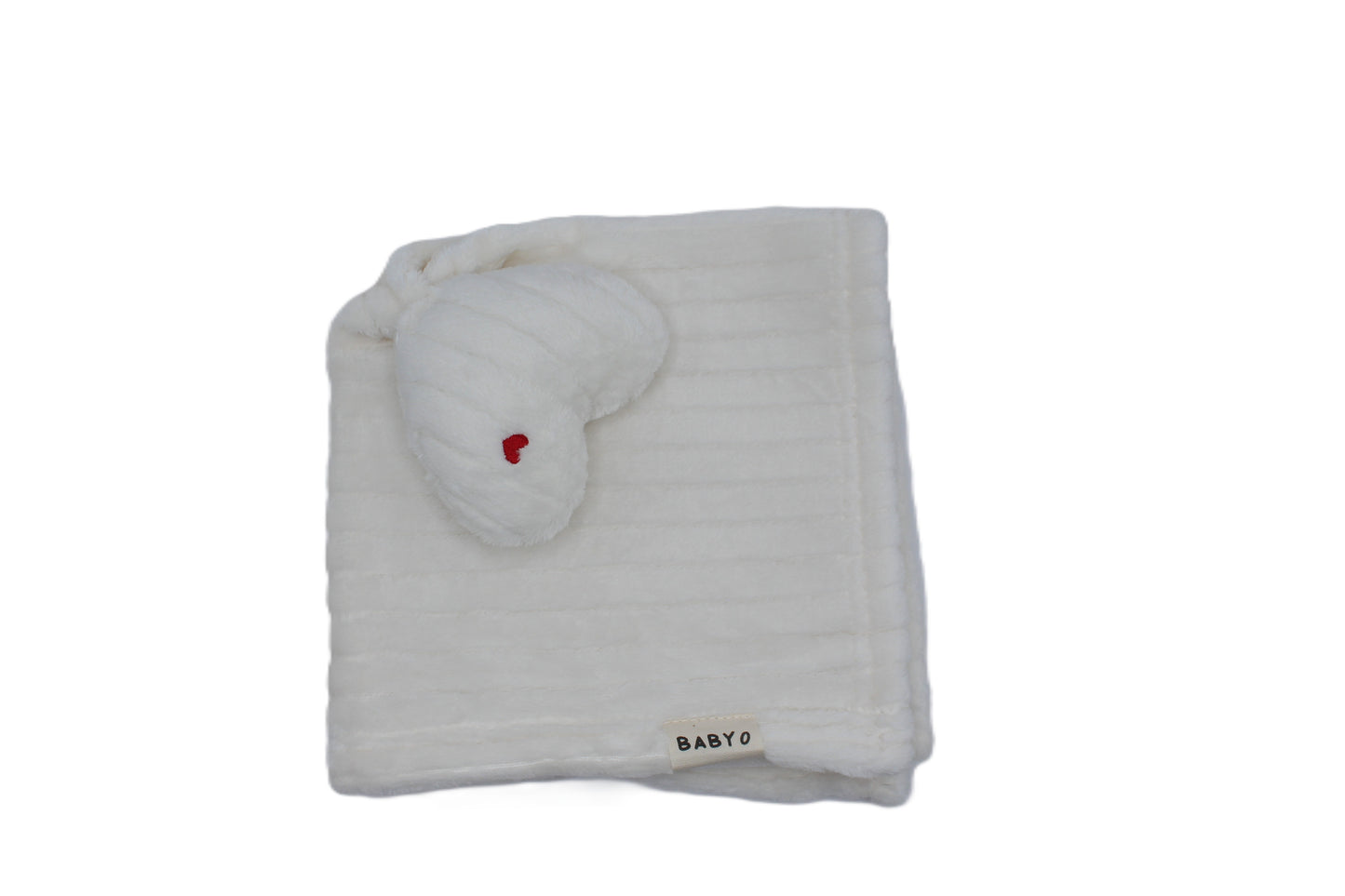 Fuzzy striped Heart Lovey baby Blanket