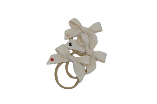 Baby Girl Bow Headband Heart design.