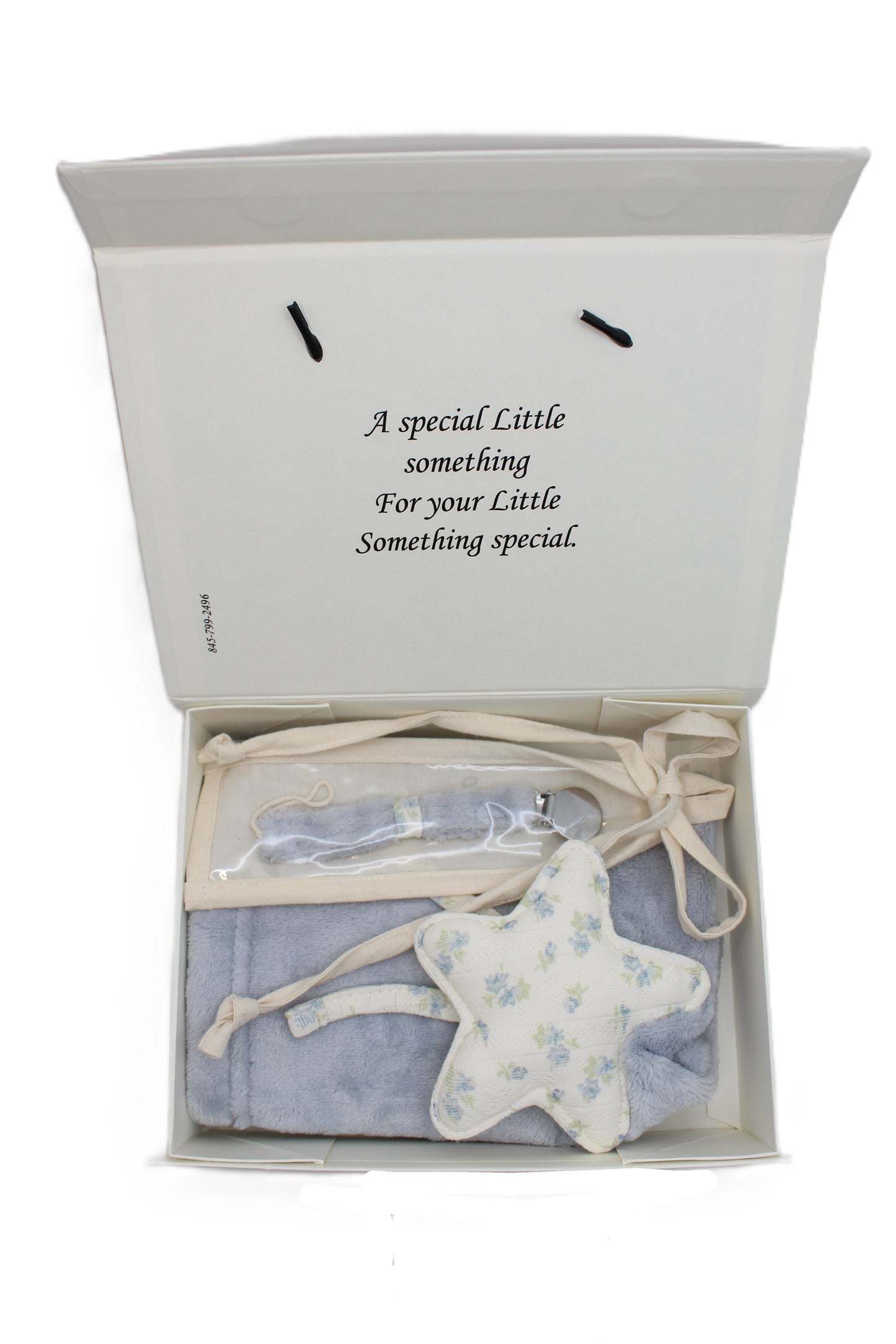 Baby Boy Gift Box Fuzzy floral Star Lovey and pacifier clip