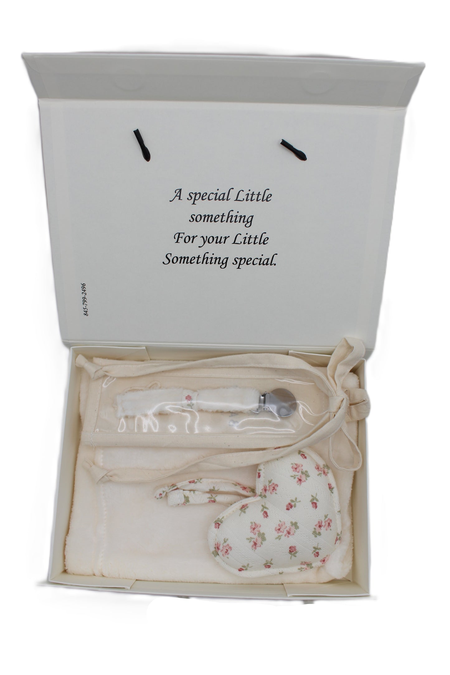 Baby Girl Gift Box Fuzzy floral Heart Lovey and pacifier clip