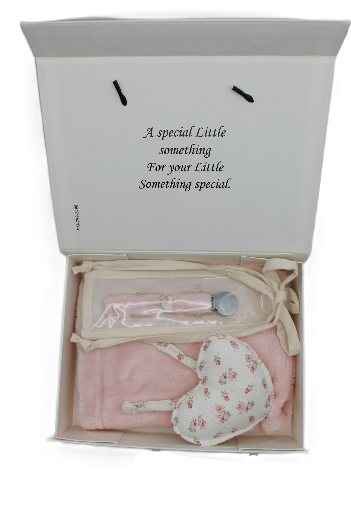 Baby Girl Gift Box Fuzzy floral Heart Lovey and pacifier clip