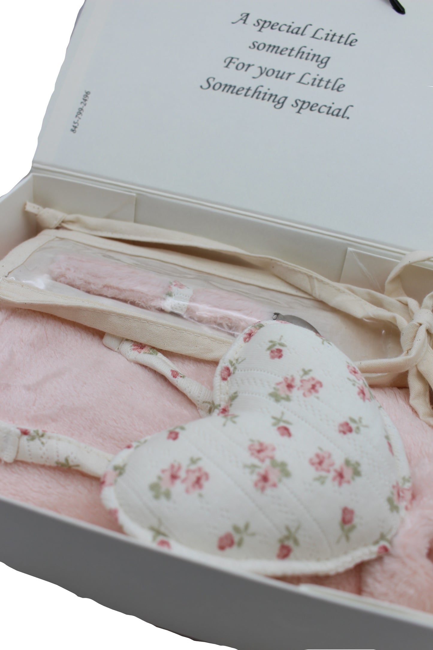 Baby Girl Gift Box Fuzzy floral Heart Lovey and pacifier clip