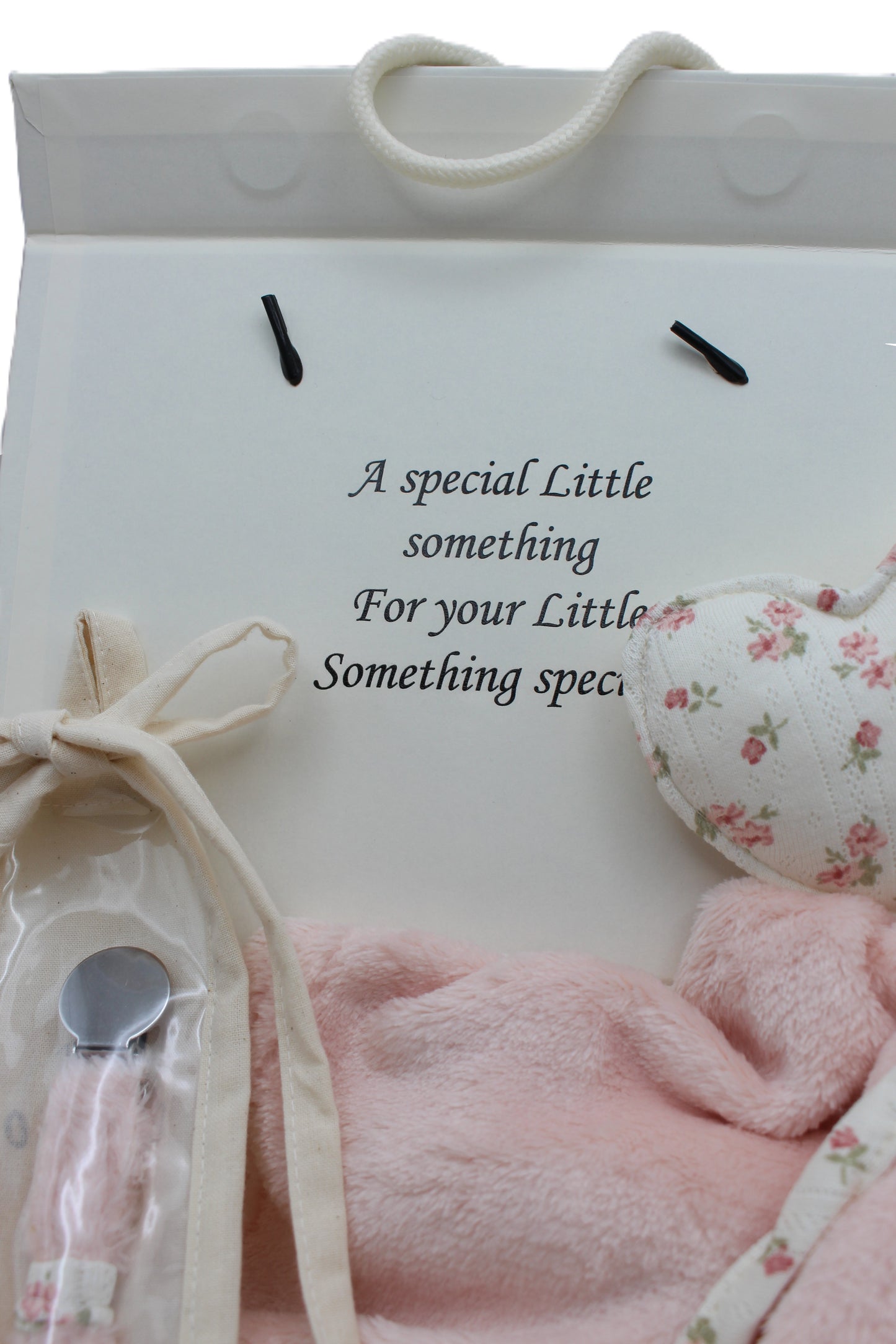 Baby Girl Gift Box Fuzzy floral Heart Lovey and pacifier clip