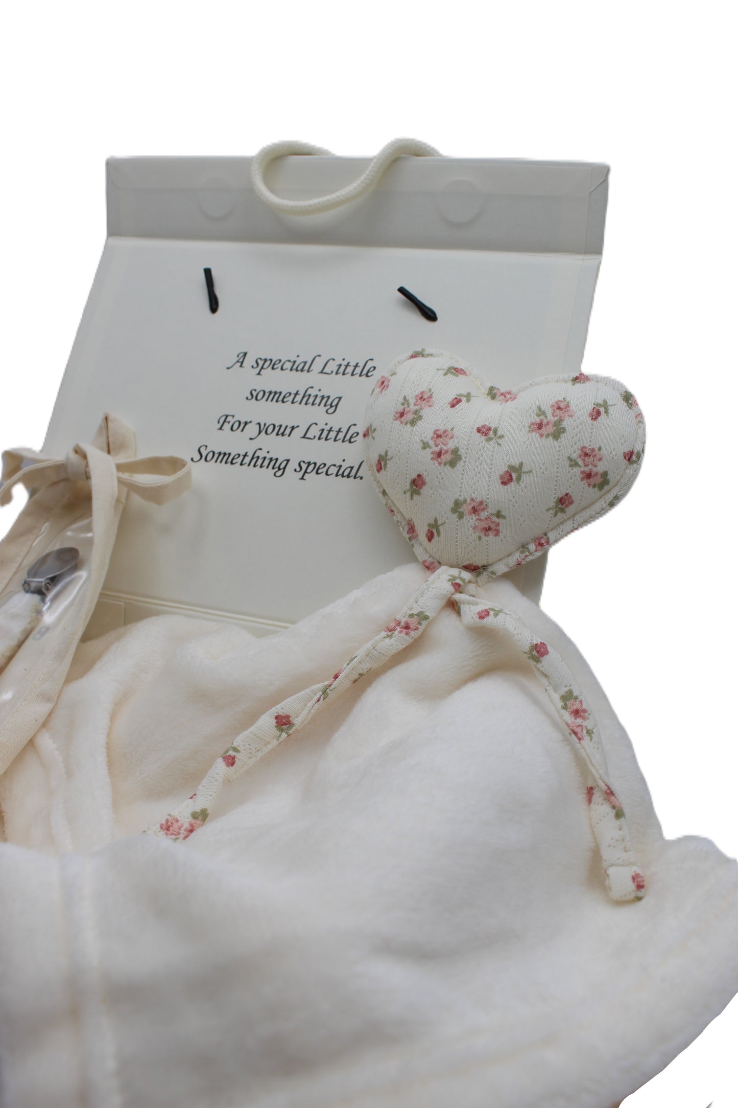 Baby Girl Gift Box Fuzzy floral Heart Lovey and pacifier clip