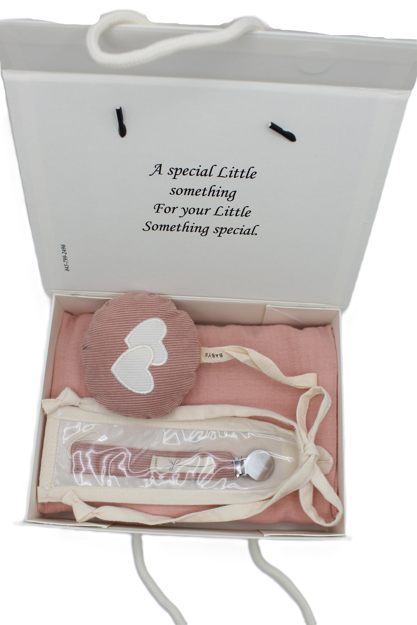 Baby Girl Gift Box Muslin Blanket ,corduroy pacifier clip and plushie