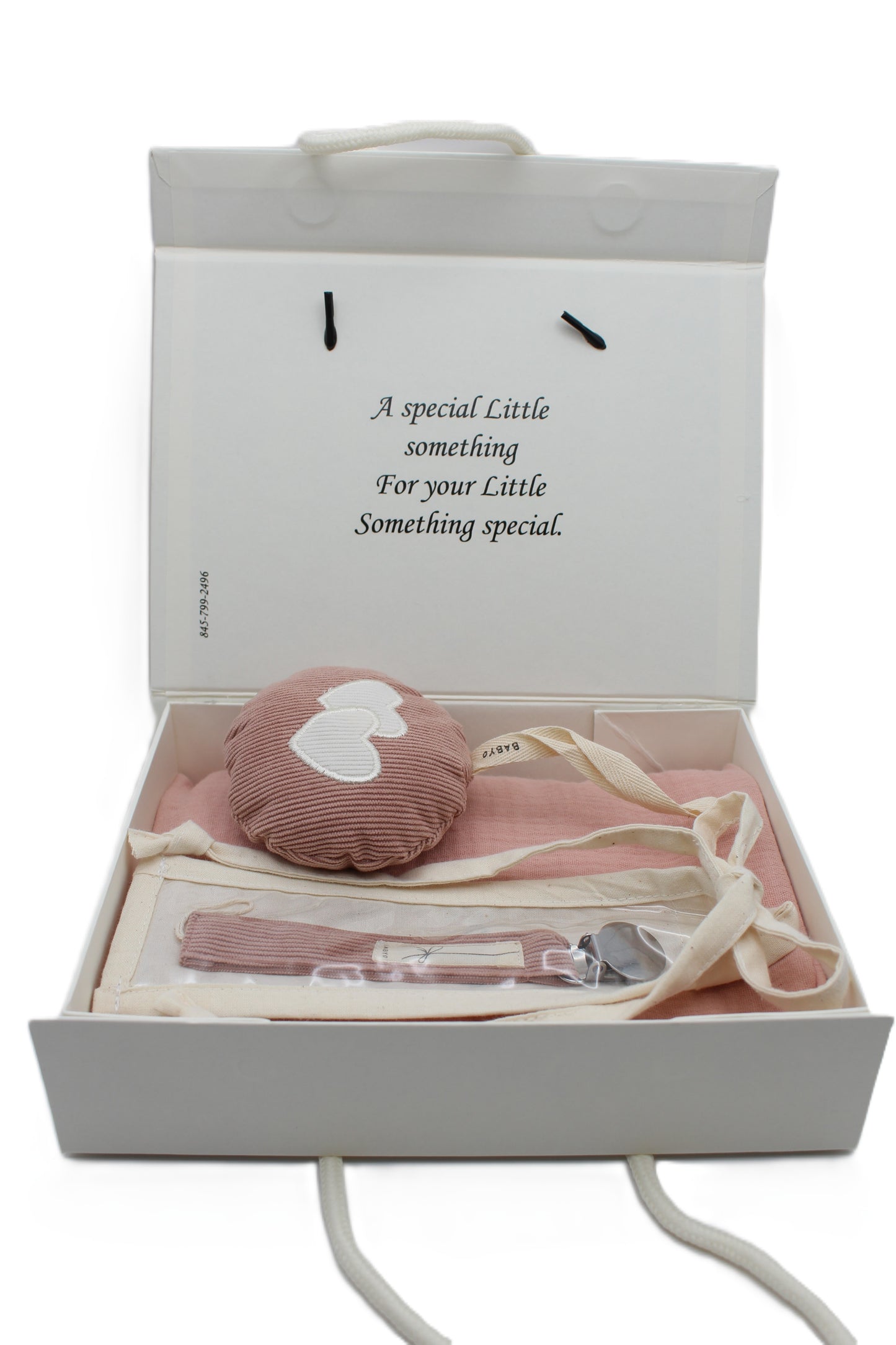 Baby Girl Gift Box Muslin Blanket ,corduroy pacifier clip and plushie
