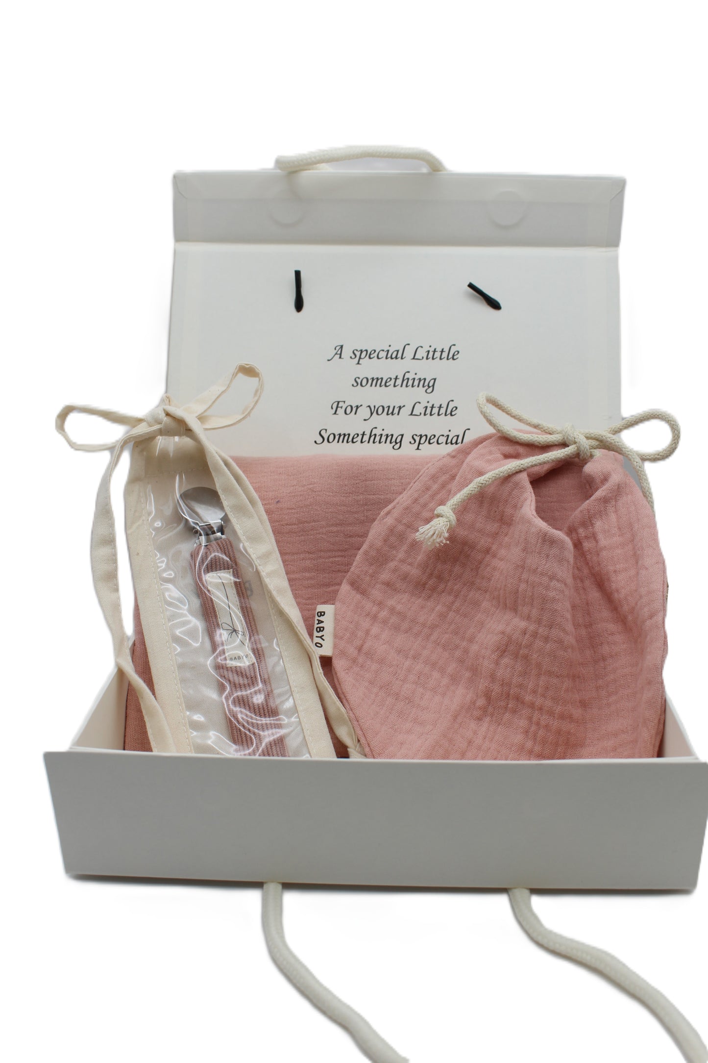 Baby Girl Gift Box  Muslin Blanket ,bib  and corduroy Pacifier clip