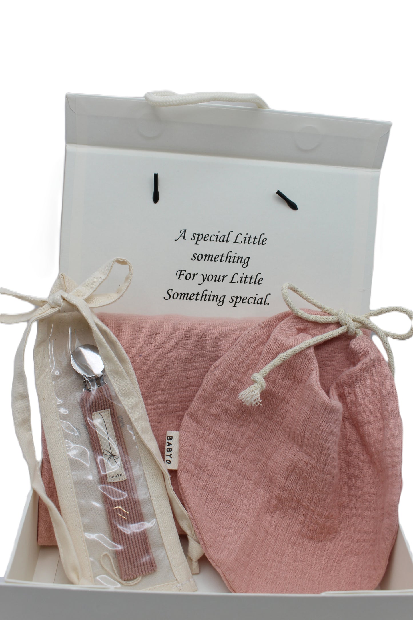 Baby Girl Gift Box  Muslin Blanket ,bib  and corduroy Pacifier clip