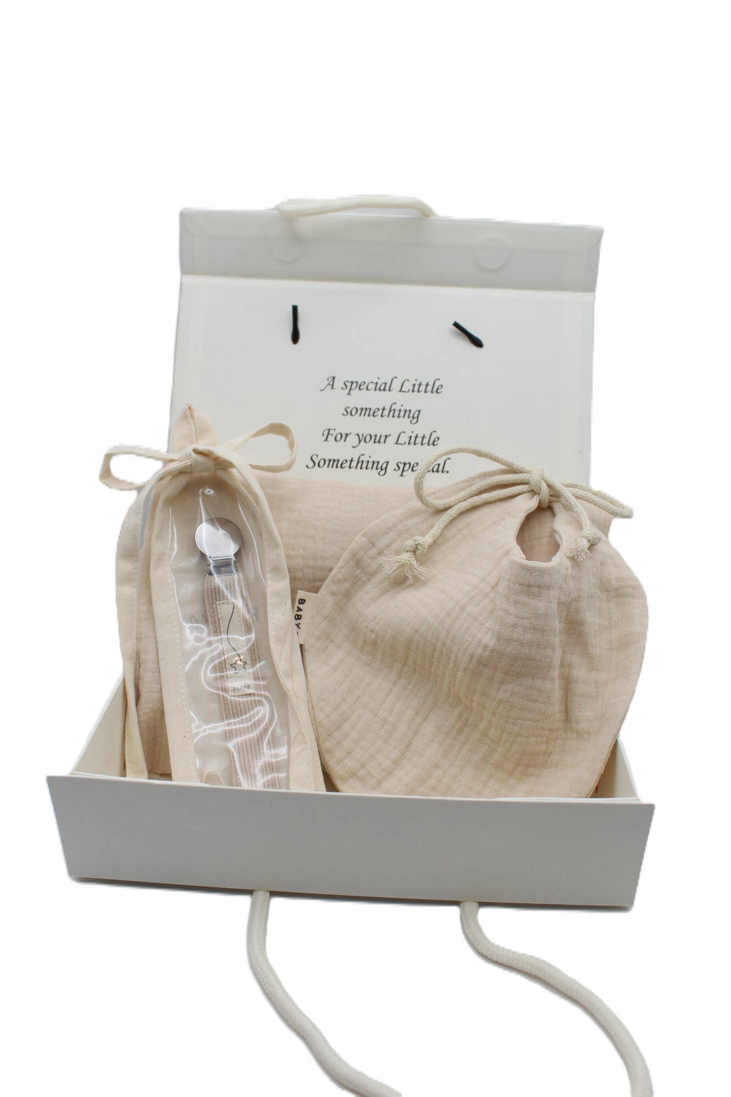Baby Boy Gift Box  Muslin Blanket ,bib  and corduroy Pacifier clip