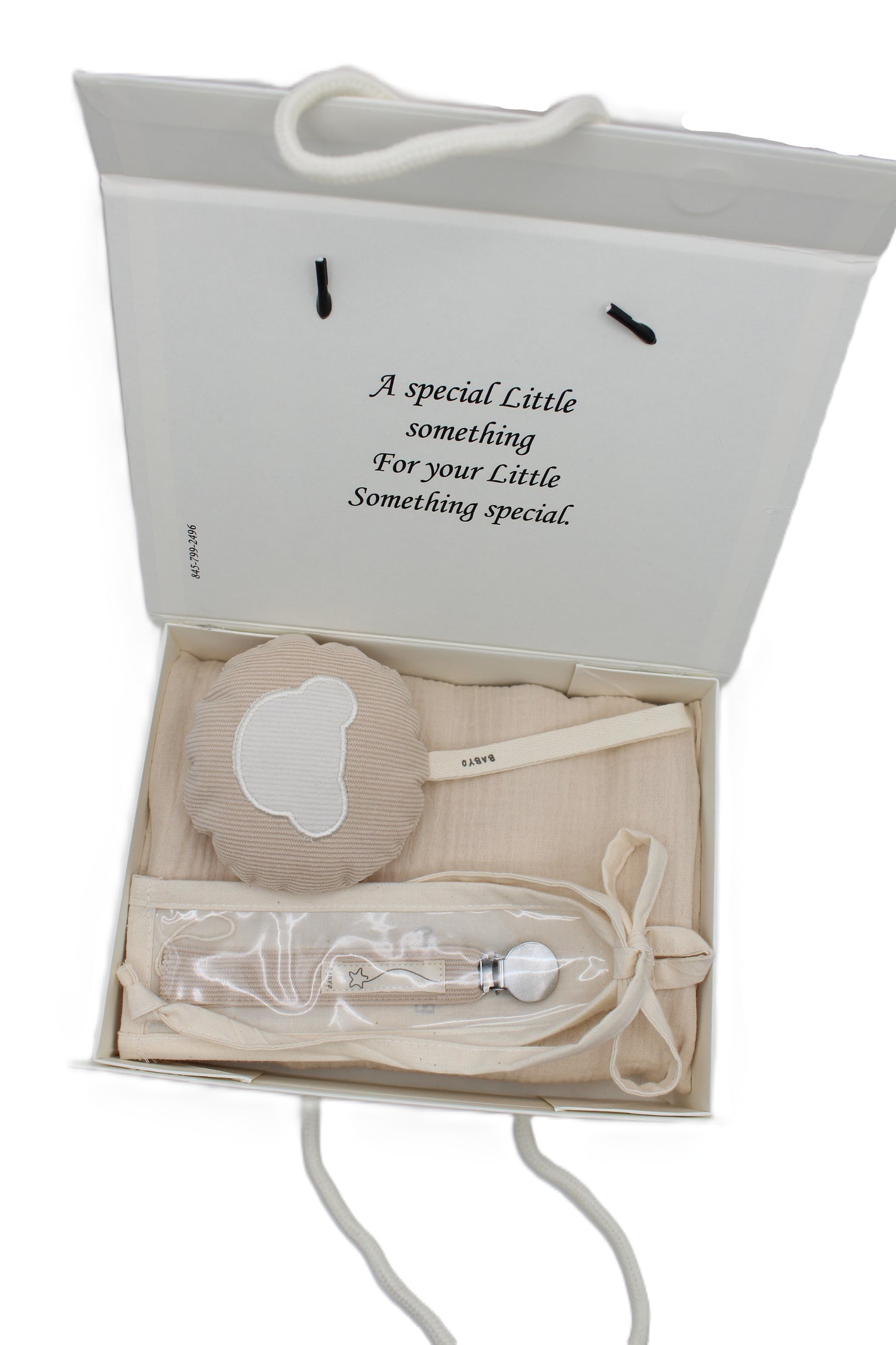 Baby Boy Gift Box  Muslin Blanket ,corduroy pacifier clip and plushie