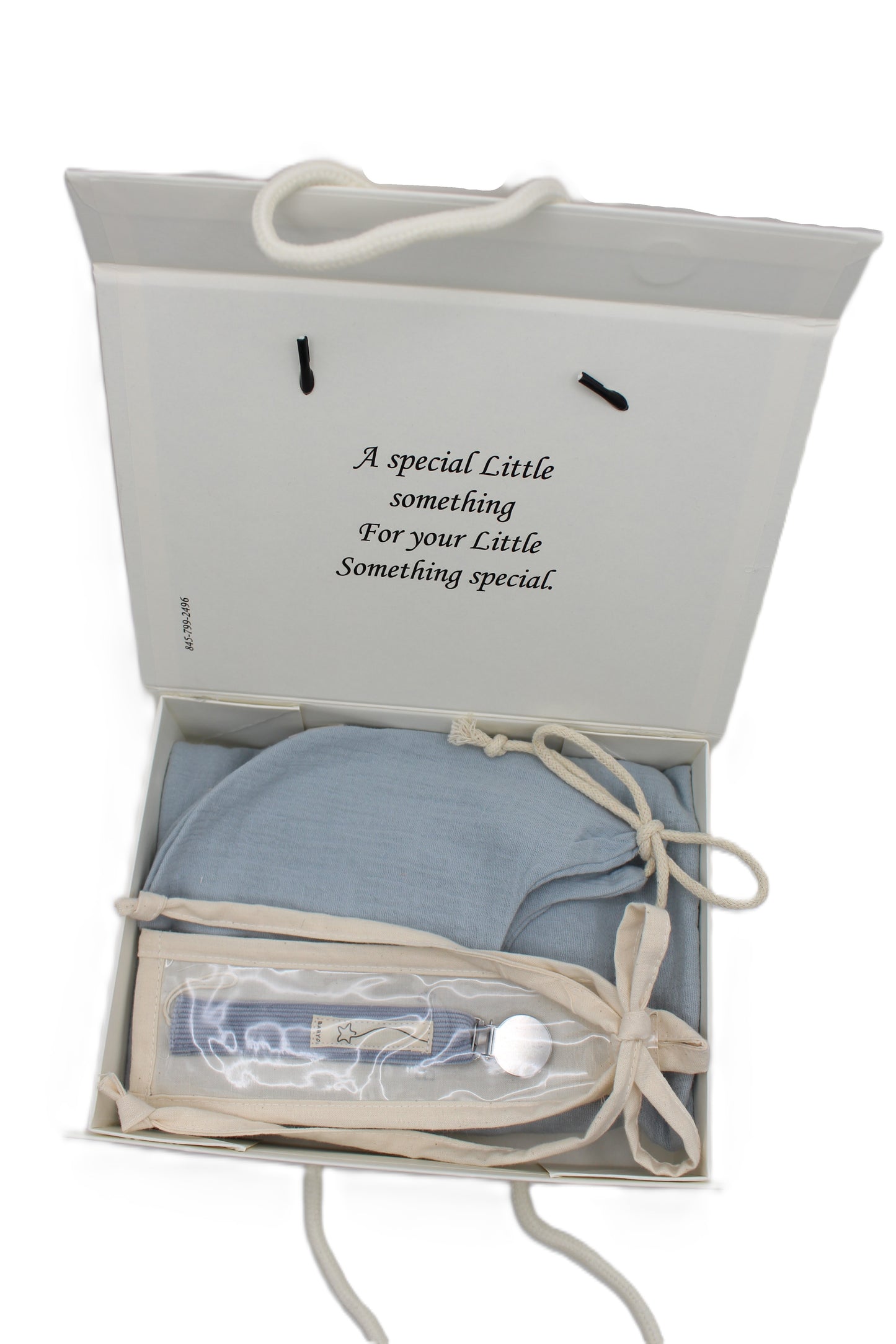 Baby Boy Gift Box  Muslin Blanket ,bib  and corduroy Pacifier clip