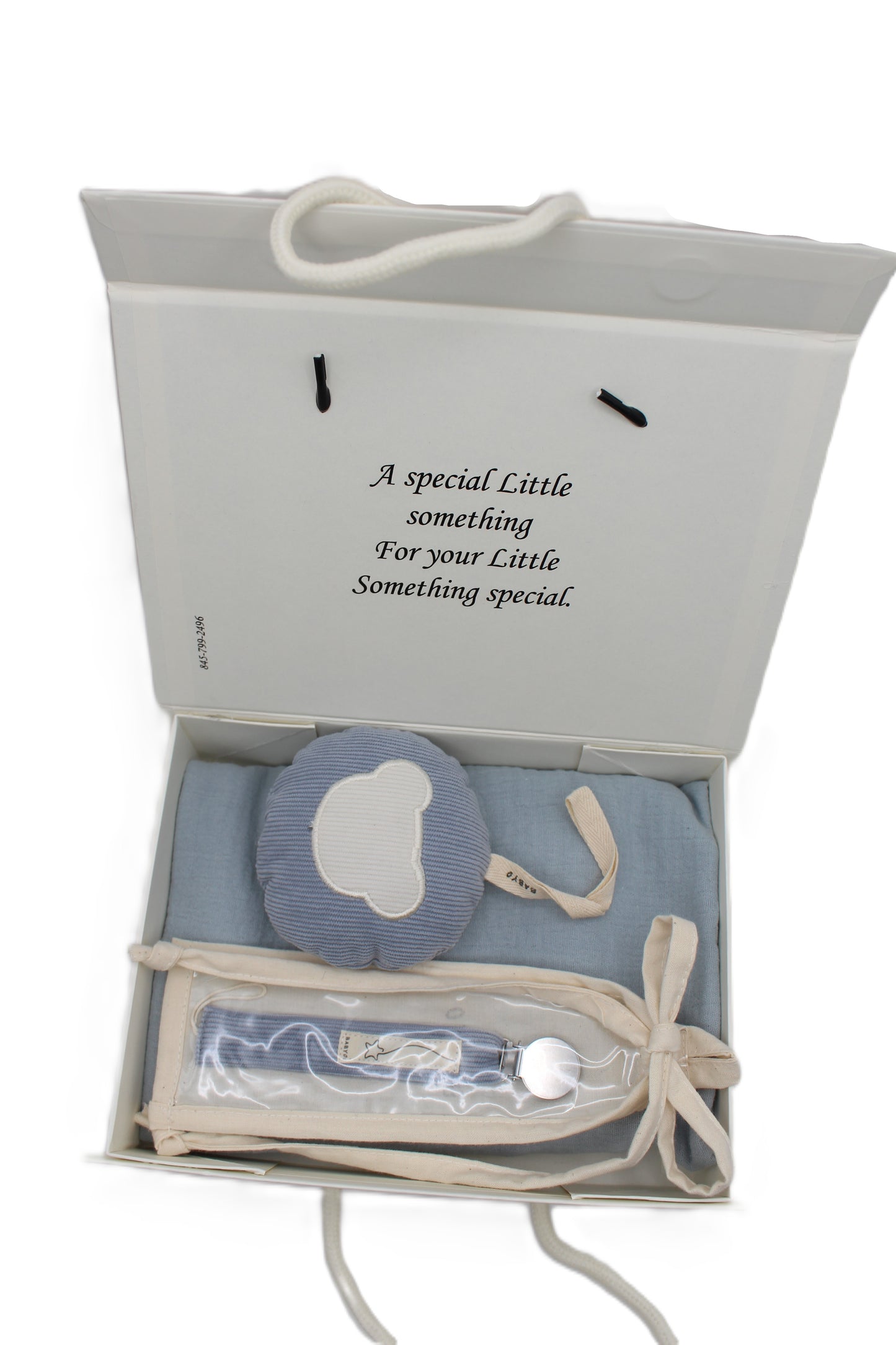 Baby Boy Gift Box  Muslin Blanket ,corduroy pacifier clip and plushie