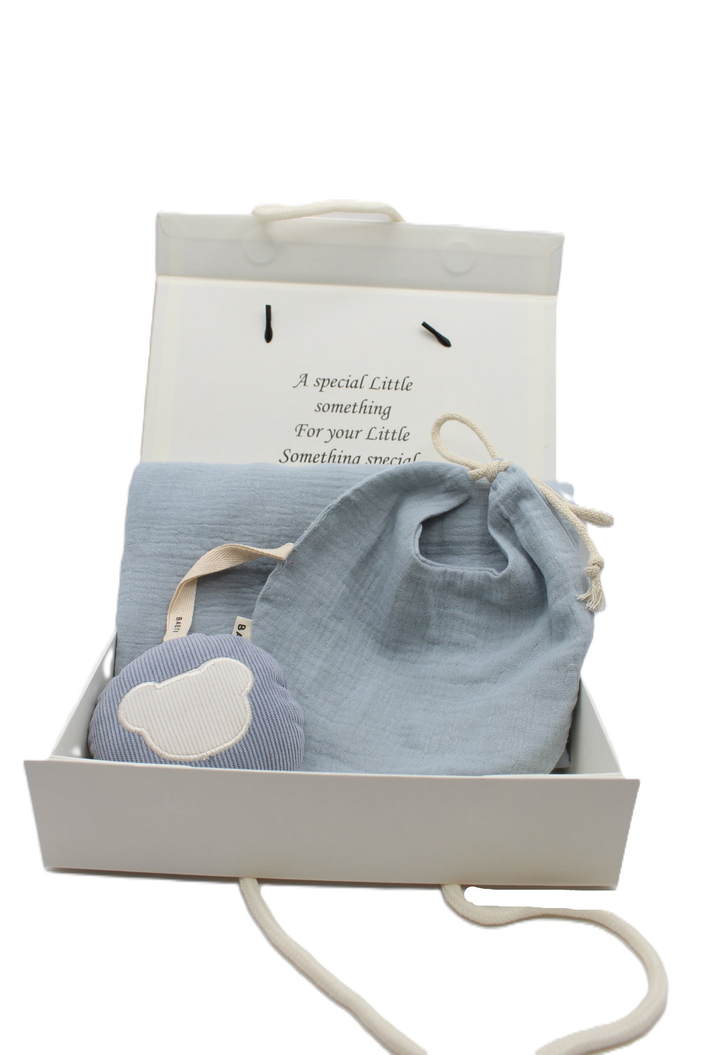 Baby Boy Gift Box Muslin Blanket and bib ,corduroy plushie