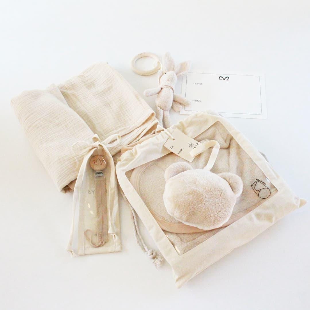 Baby Boy Deluxe Gift Box muslin Swaddle Blanket, Bunny Teether, Pacifier Clip,plushie